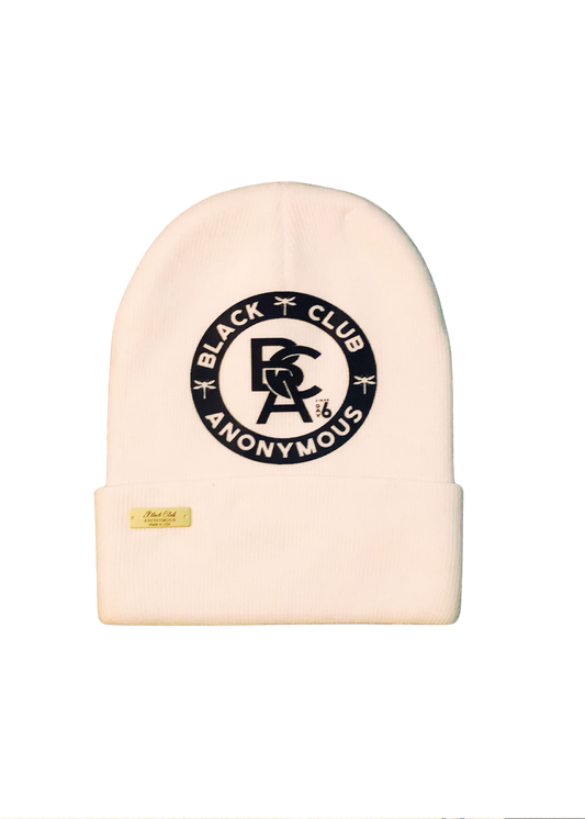 Cream BCA Beanie (big logo)
