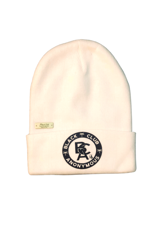 Cream BCA Beanie (small logo)